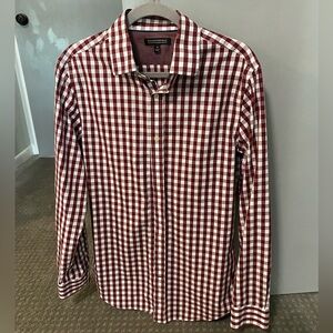 Banana Republic Burgundy Checkered Men's Slim-Fit Shirt